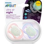 Philips Avent, Night Baby Pacifier, Ultra Air, 0-6 Months - 2 Pcs