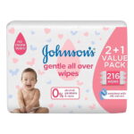 Johnsons Baby Wipes Gentle All Over 2+1 (216 Wipes)