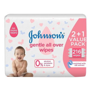 Johnsons Baby Wipes Gentle All Over 2+1 (216 Wipes)