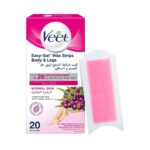 Veet Hair Removal Easy-Gel Wax Strips Body & Legs for Normal Skin 20 Wax Strips