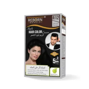 Reborn Beauty Hair Color Cream Dark Black 100+100g - R12