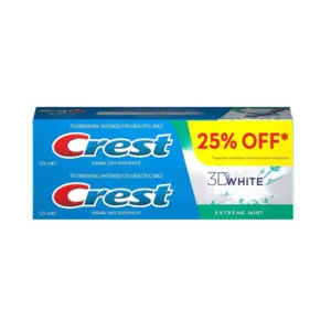 Crest 3D White Extreme Mint Toothpaste, Pack of 2* 125 ml