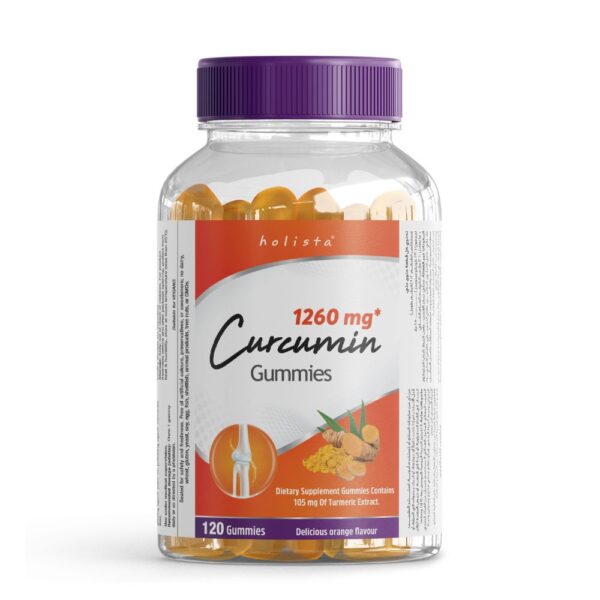 Holista - Curcumin, a food supplement extracted from turmeric, with orange flavor, 120 gummies