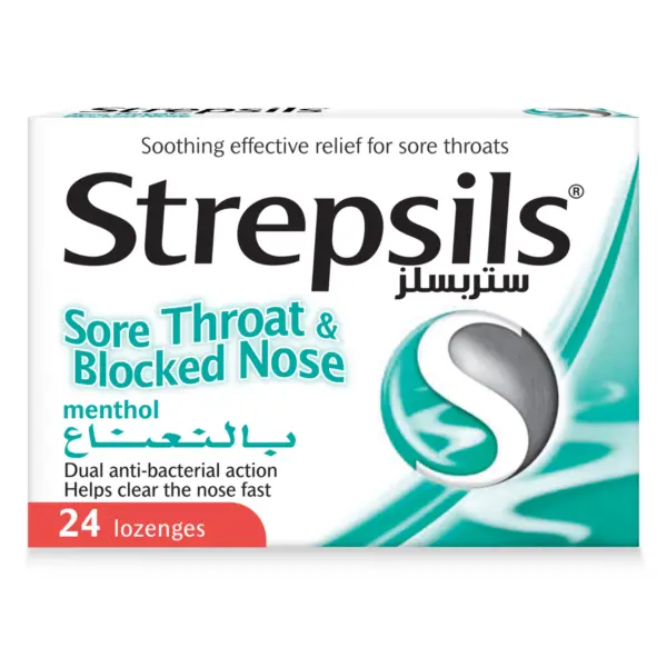 Strepsils, Sore Throat & Blocked Nose with Menthol - 24 Pcs